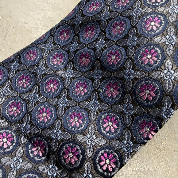 Haines & Bonner of London Tie 100% Silk Purple Woven Pattern 3.5" - Picture 2 of 7